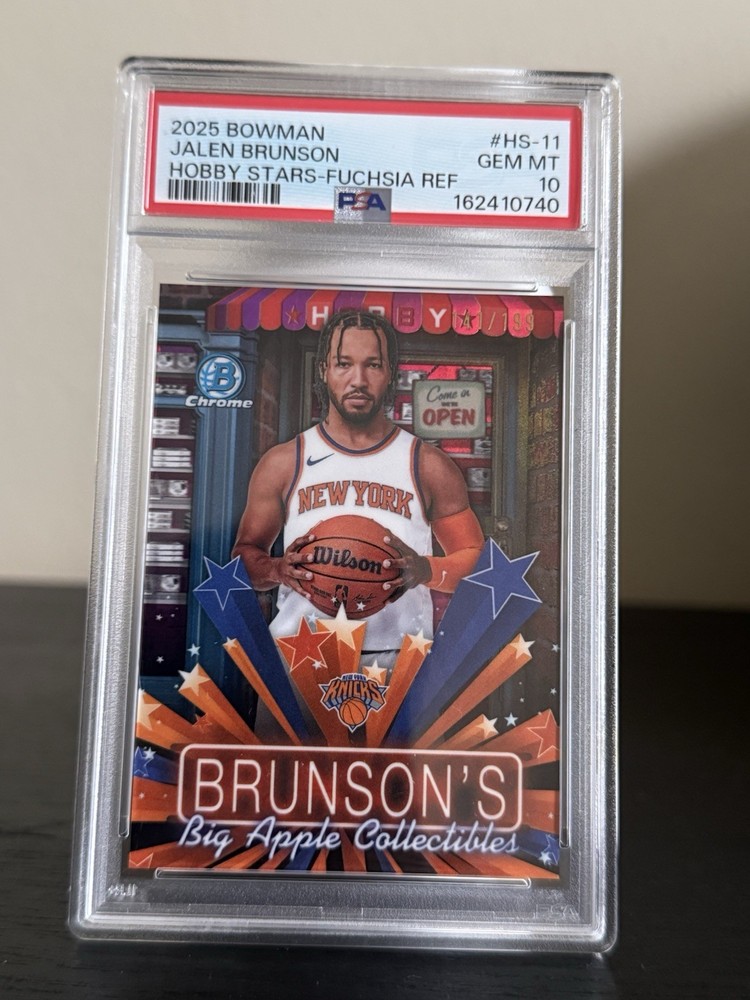 Topps 2025 Bowman Hobby Stars Jalen Brunson Knicks Fuchsia Refractor PSA 10