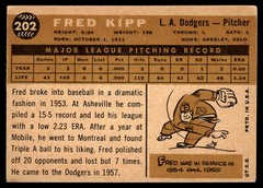 1960 Topps Fred Kipp #202 Los Angeles Dodgers