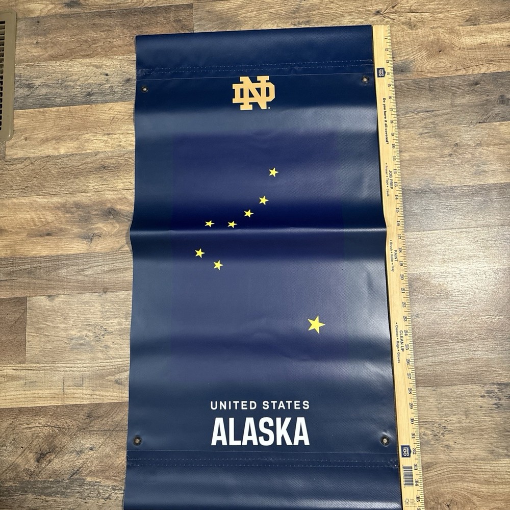 Notre Dame Fighting Irish & Alaska State House Divided Banner Flag – 19&Prime; X 36”