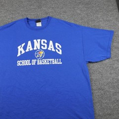 Kansas Jayhawks Shirt Mens 2XL Blue NCAA Basketball Tee School of Basketball