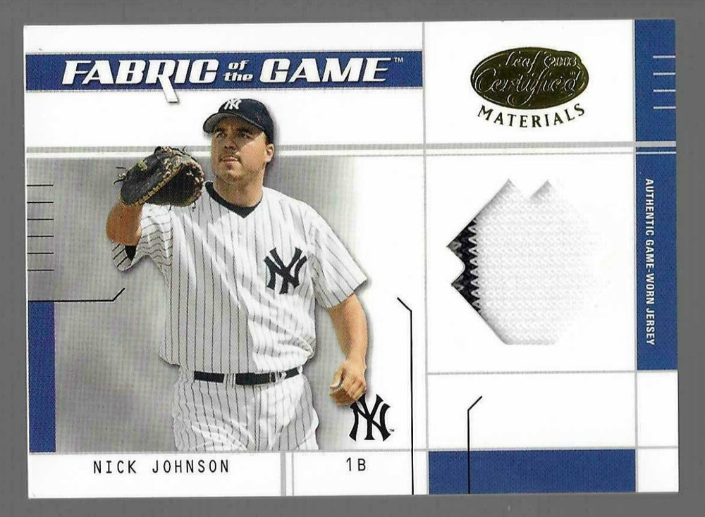 Nick Johnson 2003 Leaf Certified Materials Game Used Memorabilia 58/100