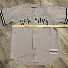 Majestic New York Yankees Derek Jeter Road Jersey Gray Grey Y2K Vintage Stitched