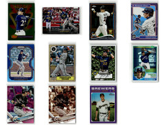 Christian Yelich Card Lot (11) Heritage Purple, Topps Chrome Pink, Prizm Blue ++