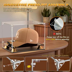 Hat Display Case, Clear Acrylic Baseball Cap Display Box with Double Layer Base,