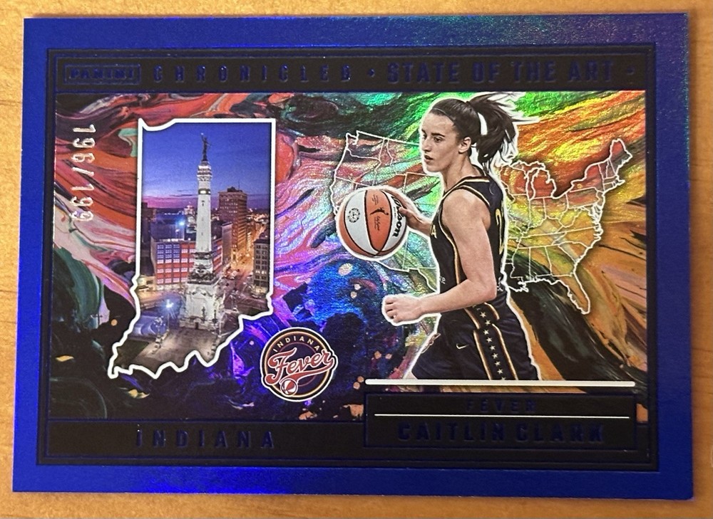 #90 STATE OF THE ART /199 BLUE HOLO! Caitlin Clark chronicled