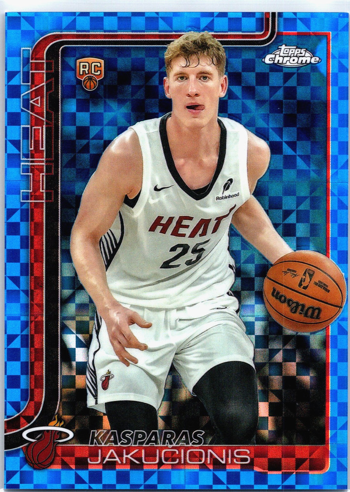 Kasparas Jakucionis 2025-26 Topps Chrome Rookie Blue X-Fractor #270 Heat RC