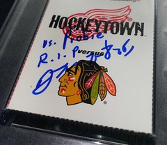 DARREN McCARTY VS BOB PROBERT FIGHT RED WINGS SIGNED 1996 TICKET PSA/DNA EX 5