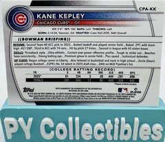 2025 Bowman Chrome Draft Kane Kepley 1st On Card Auto #CPA-KK Cubs