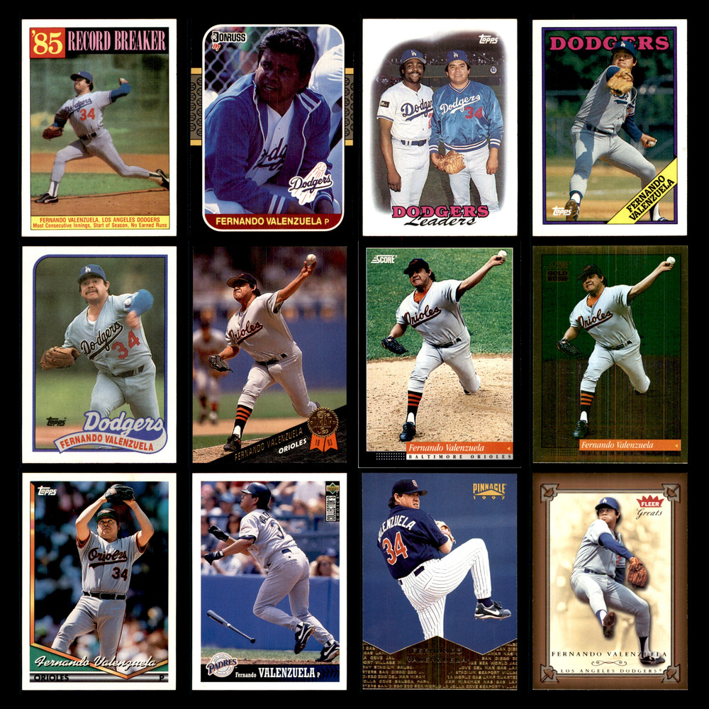 Fernando Valenzuela Lot 12 Different Baseball Cards 1986-2004 LA Dodgers/BAL/SD
