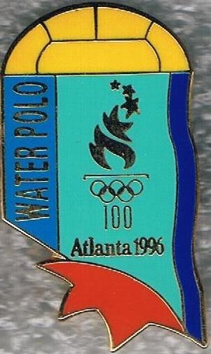 Nice Dated 1996 Atlanta Banner Style Olympic Games Mark Water Polo Sports Pin