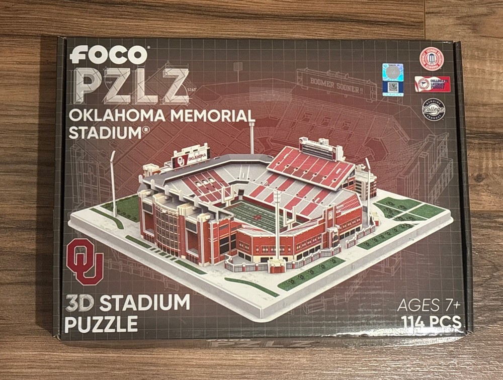 New Foco PZLZ Oklahoma Memorial 3D Stadium OU Sooners Rare!