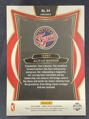 2025 Panini Select WNBA ALIYAH BOSTON CONCOURSE SILVER PRIZM FEVER #64