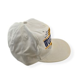 Vintage 90s University of Michigan Wolverines Snapback Hat White Navy Blue NCAA