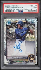 2025 Bowman Chrome Yophery Rodriguez Mini Diamond Refractor AUTO /100 PSA 9