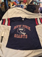 Vintage Logo 7 New York Giants Navy Red And White Jersey Style Tee- Size XL