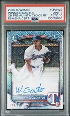 2025 Bowman Chrome Pros Autographs Winston Santos #CPA-WS Choice Refractor /150
