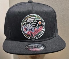Philadelphia SPORTS FANS Flat bill Snapback Hat Black Phillies Eagles Hat/Cap