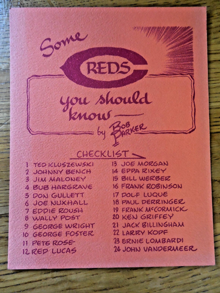 1977 BOB PARKER card Header/checklist Cincinnati Reds Some Reds You Should Know