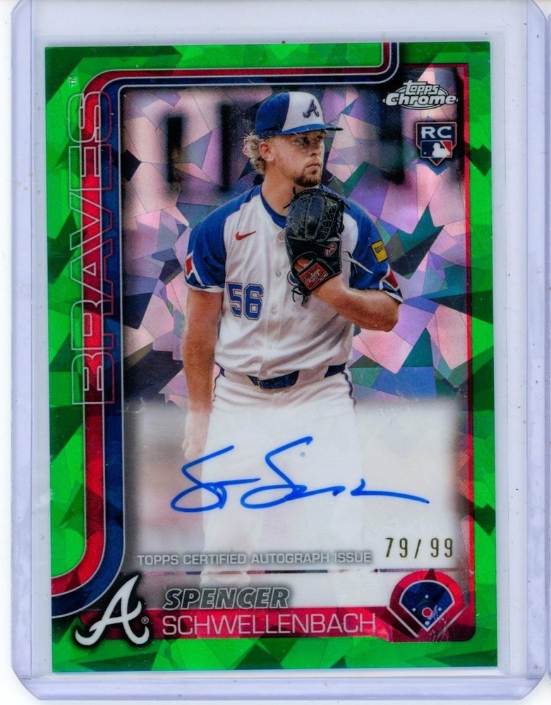 2025 Topps Chrome Sapphire Spencer Schwellenbach Green Refractor RC Auto /99