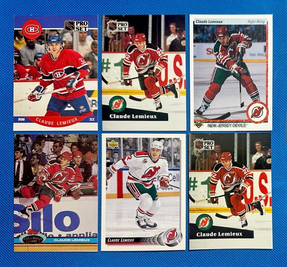 Claude Lemieux 6 Card Lot Pro Set/Topps Upper Deck NM