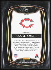 2020 Panini Select Cole Kmet Red Prizm Die Cut Club Level Rookie #274 Bears