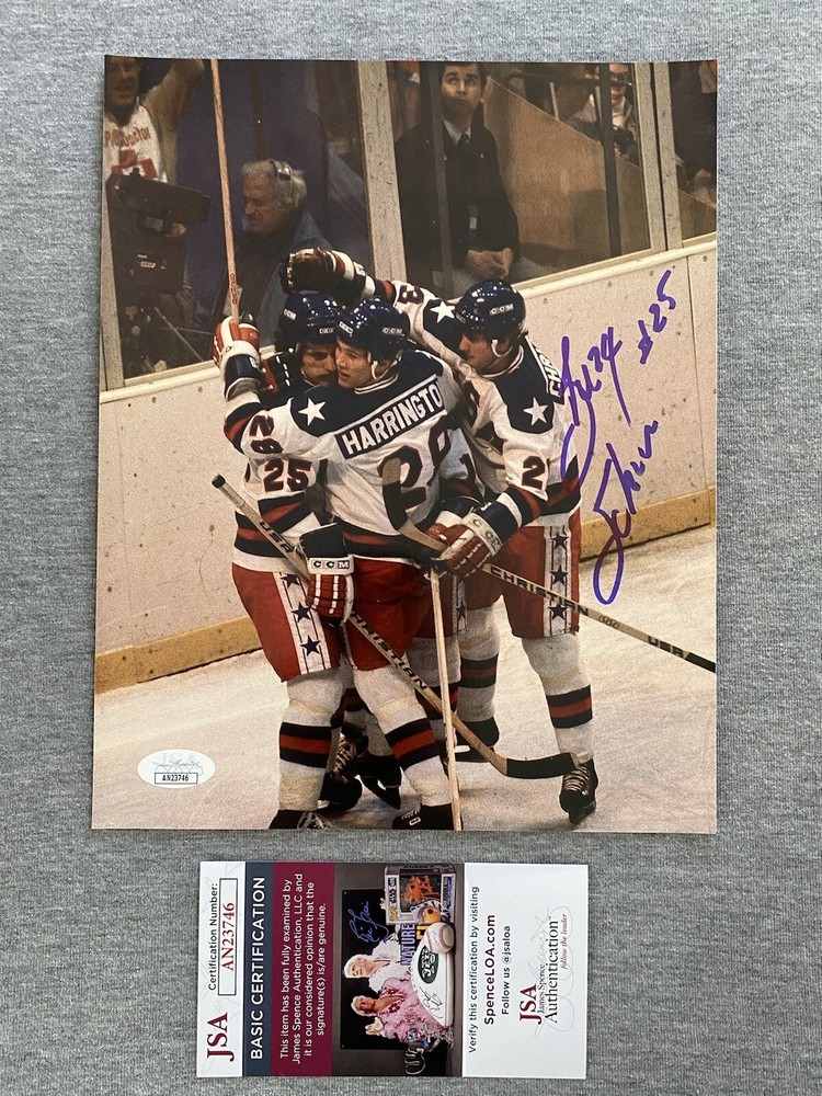 1980 USA HOCKEY OLYMPIC HOCKEY- BUZZ SCHNEIDER AUTOGRAPH 8×10 PHOTO JSA AN23746