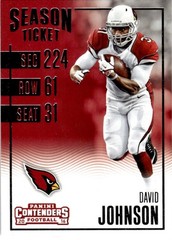 2016 PANINI CONTENDERS DAVID JOHNSON #14 ARIZONA CARDINALS 1652