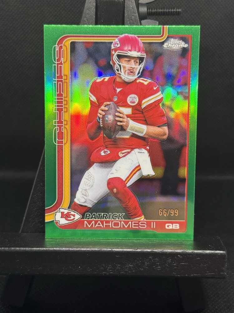 /99 2025 Topps Chrome Patrick Mahomes II 148 True Green Refractor Chiefs