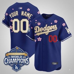 Dodger s Back-To-Back Champions Tokyo Series Gold Trim Baseball Jersey