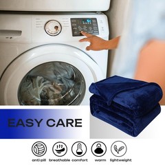 Fleece Plush Throw Blanket Navy Blue(50 by 60 Throw(50&Prime;×60&Prime;), Blue