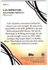 2026 Topps #GW-14 Cal Ripken Jr. Glove Work