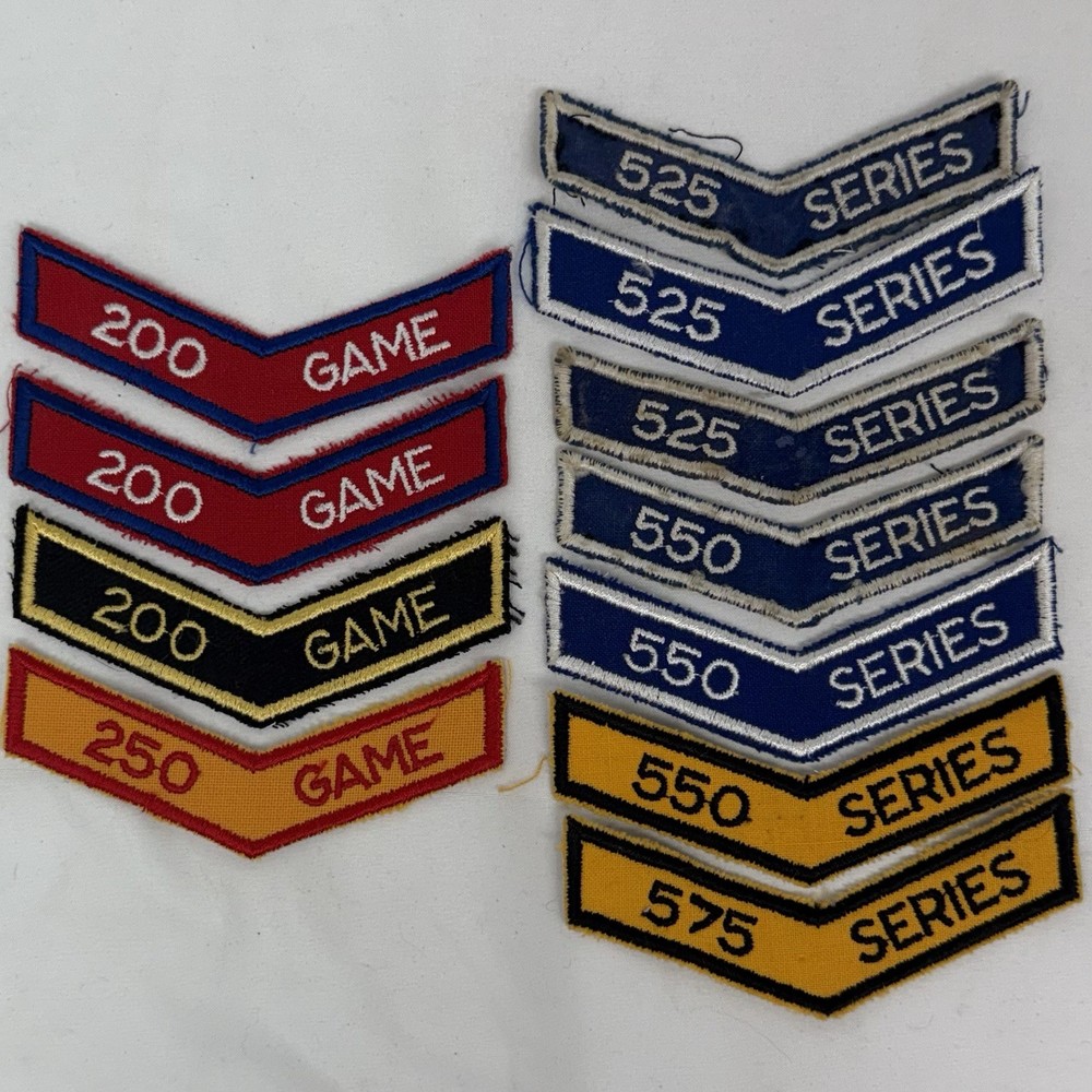 Vintage Bowling Patch Lot 11 Chevron Patches 200 250 Game 525 550 575 Series