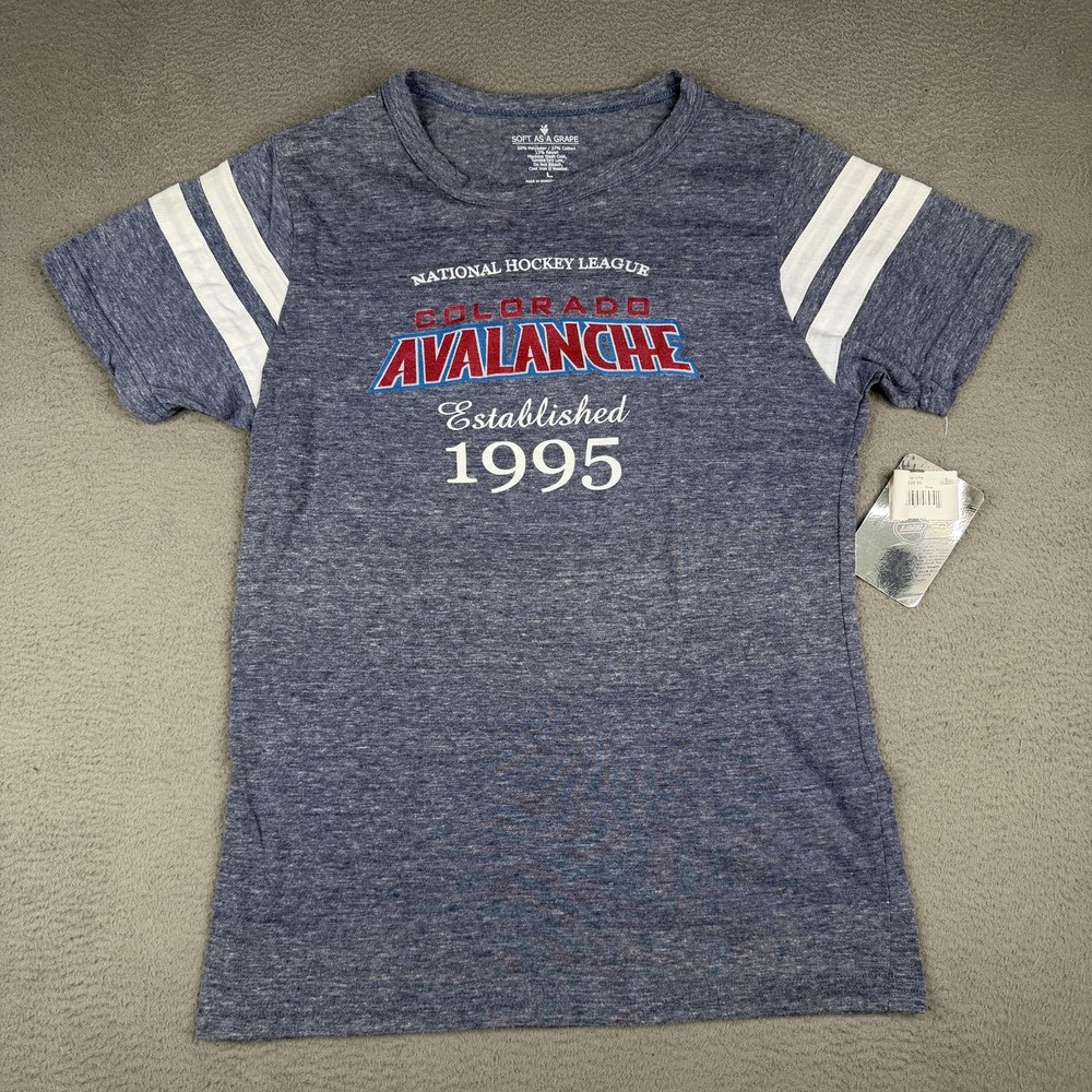 Colorado Avalanche Shirt Womens Large Blue NHL Hockey Soft As A Grape Tee
