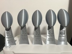 5 Cowboys Super Bowl Lombardi Throphy Relica 9 Inches(Chrome Silver) -3d Printed