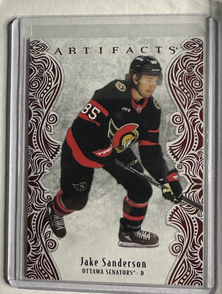 Upper Deck Artifacts 2025-26 Ruby Jake Sanderson #3 /599 Ottawa Senators