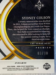 🏀2024 WNBA Panini Select Gold Cracked Ice SYDNEY COLSON SSP 3/10 Aces Protector
