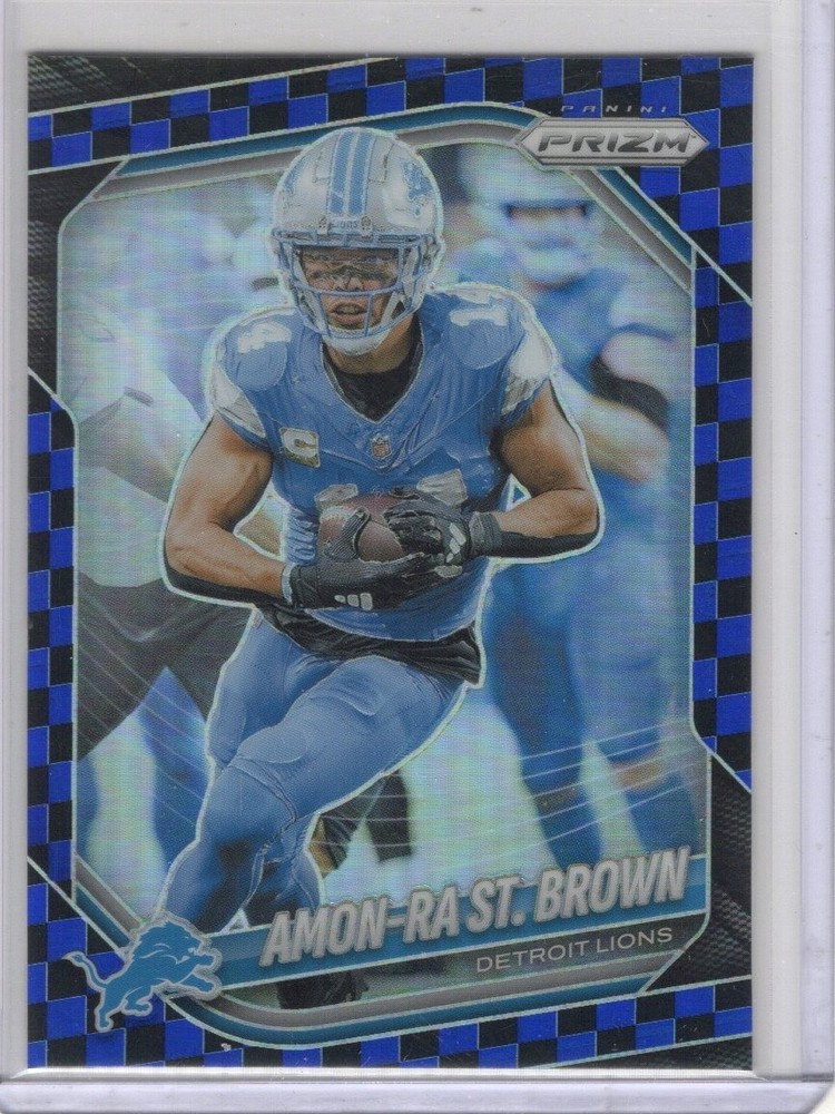2025 Panini Prizm Black & Blue Checkerboard #187 Amon-Ra St. Brown Detroit Lions