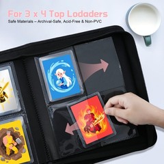 WITHYU Toploader Binder Holds 128 Top Loaders, 4 Pocket Ringless Card Holder for
