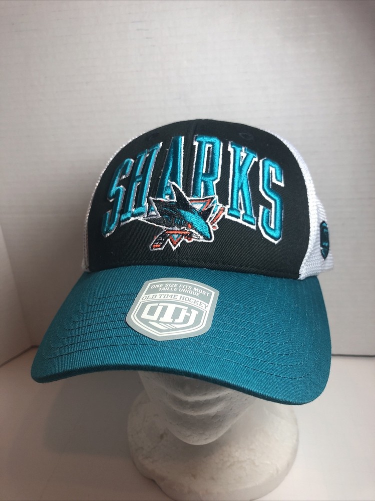 San Jose Sharks Old Time Hockey NHL Snapback Hat Teal Black White