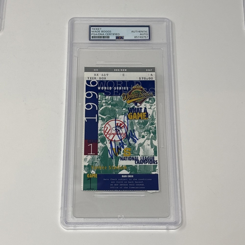 Wade Boggs Signed 1996 World Series Game 1 Full Ticket PSA DNA Jeter First WS