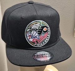 Philadelphia SPORTS FANS Flat bill Snapback Hat Black Phillies Eagles Hat/Cap