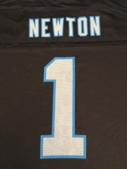 Reebok Carolina Panthers Newton #1 NFL Jersey Black Blue Silver White Size L