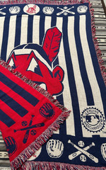 Vintage MLB Cleveland Indians Baseball Stadium Blanket Woven Cotton 52 » X 64 »