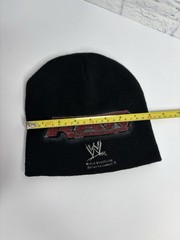 Vintage WWE RAW Beanie Hat Y2K Black Knit Cap World Wrestling Entertainment