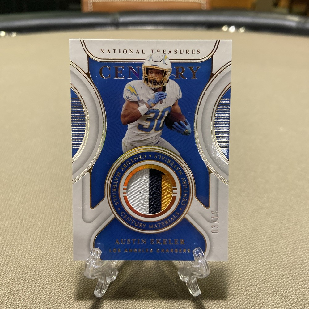 2021 Panini National Treasures Austin Ekeler SP Century Materials Holo Gold /10