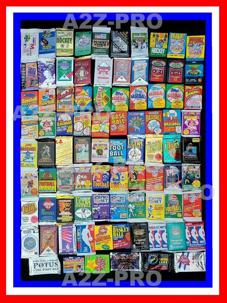 +750 Lot of Vintage Unopened Basketball Baseball Football Cards in Sealed Packs