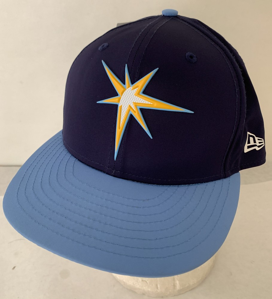 Tampa Bay Rays Size 7 7/8 59FIFTY Fitted Hat Navy/Baby Blue Sunburst MLB New