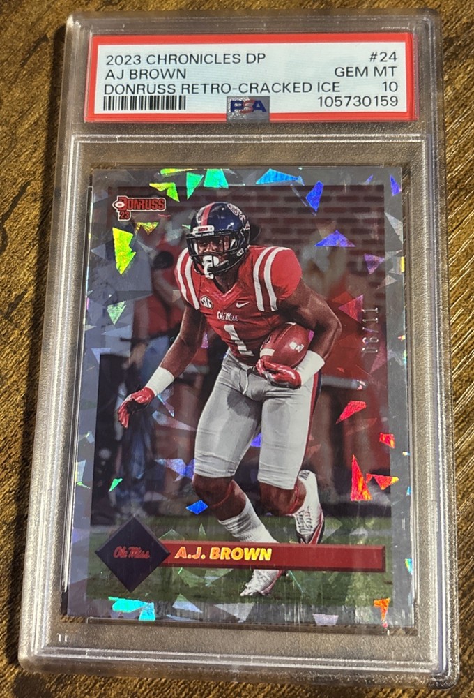 2023 Chronicles Donruss DP A.J. Brown /11 RETRO CRACKED ICE PATRIOTS #24 PSA 10