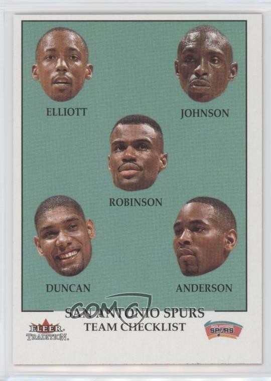2000-01 Fleer Tradition Team Checklist Sean Elliott Avery Johnson Tim Duncan n1u