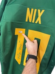 Bo Nix Autographed Signed Football Jersey Beckett Authenticated Green Yellow XL